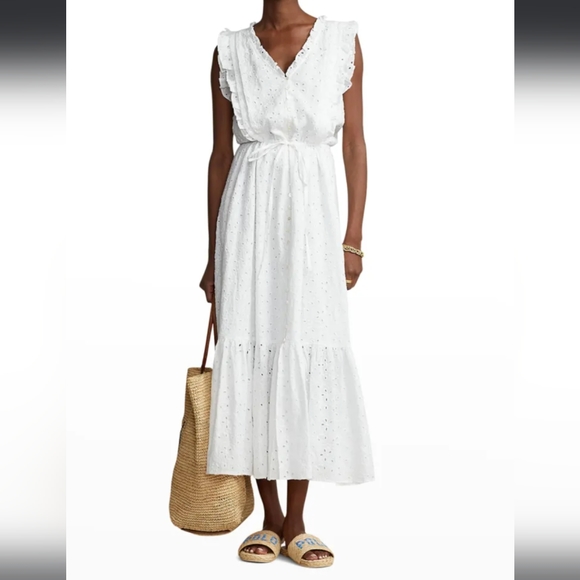 Ralph Lauren Dresses & Skirts - Ralph Lauren White Ruffled Sleeveless Linen Eyelet Lace Dress